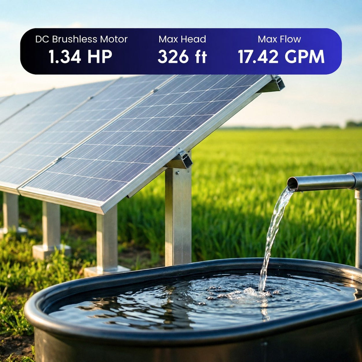 Rocksolar 1.34HP solar-powered submersible pump specifications
