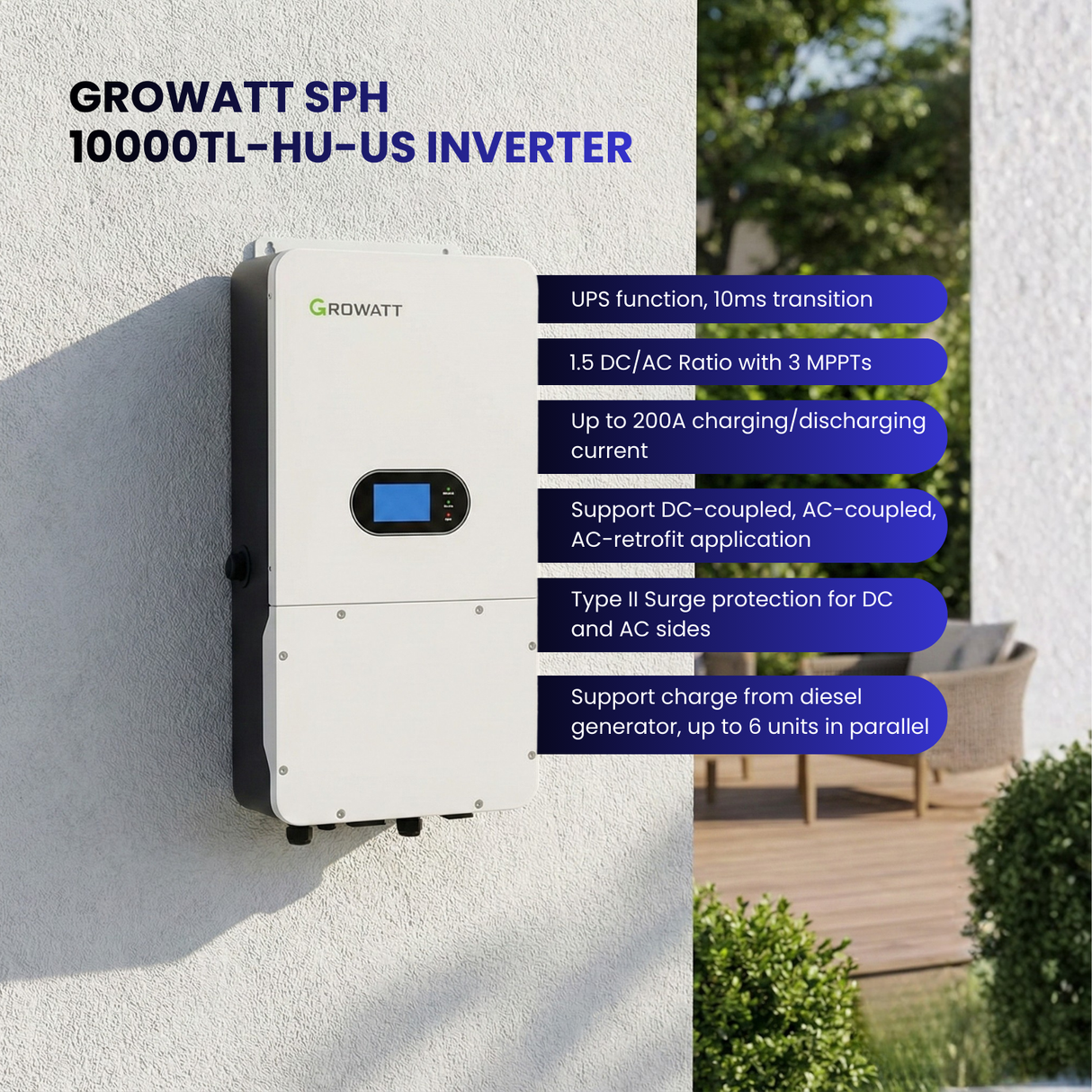 Sistema solar independiente de la red de 10 kW de fase dividida de 120/240 V CA