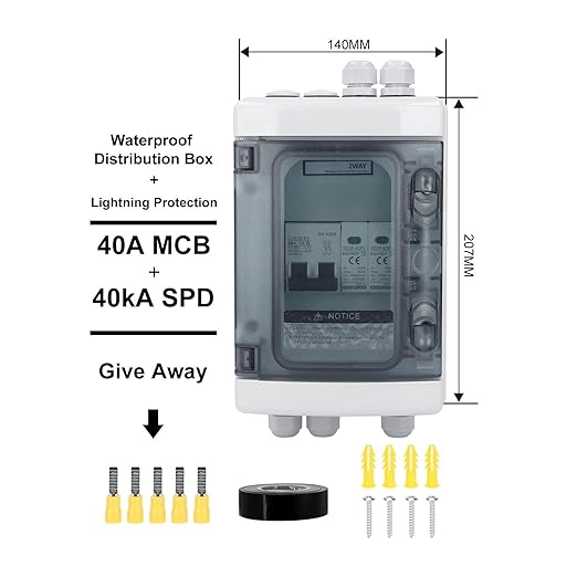 2 String Water proff PV Combiner Box with 40A 1000V Circuit Breaker