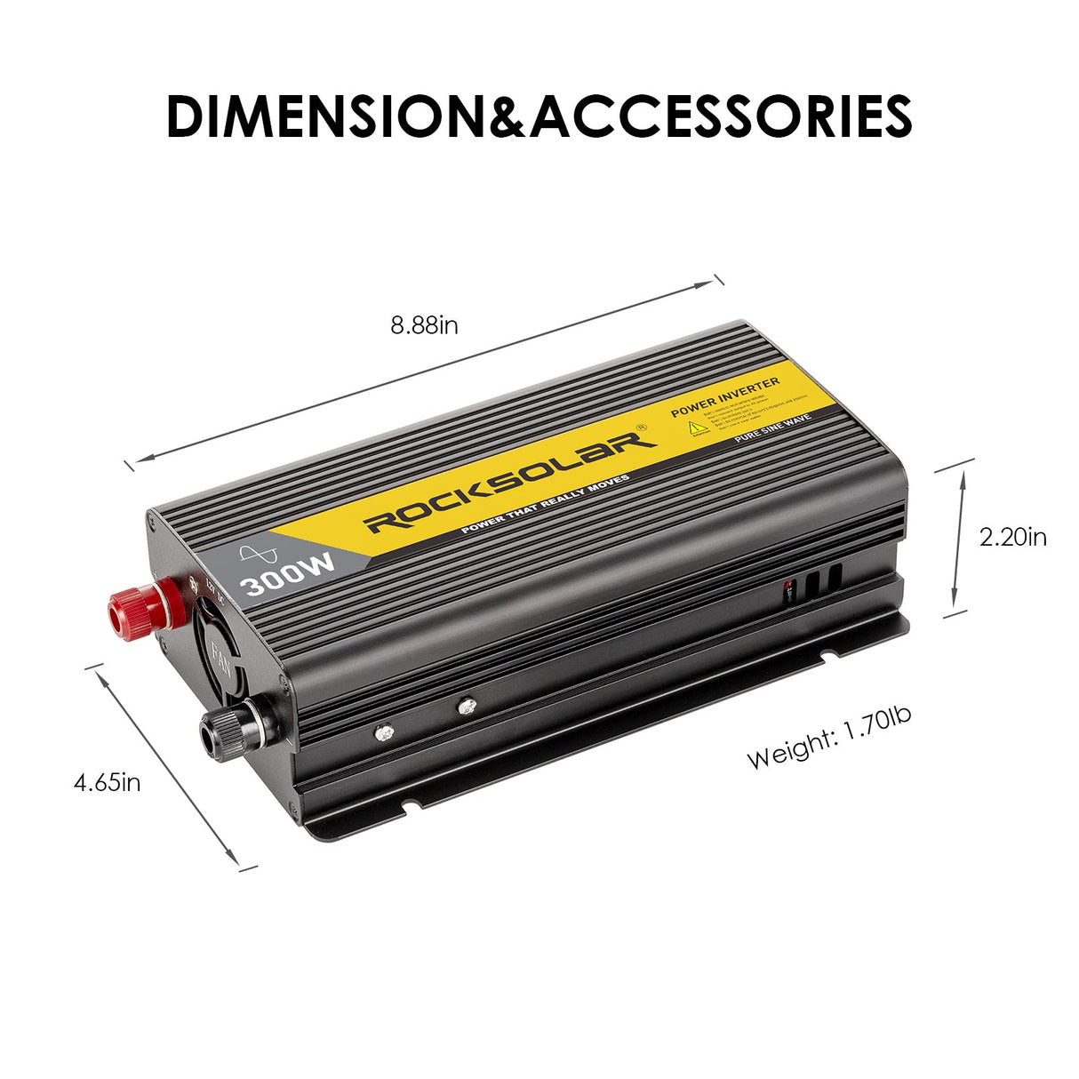 pure sine wave inverter 12v 300w dimension