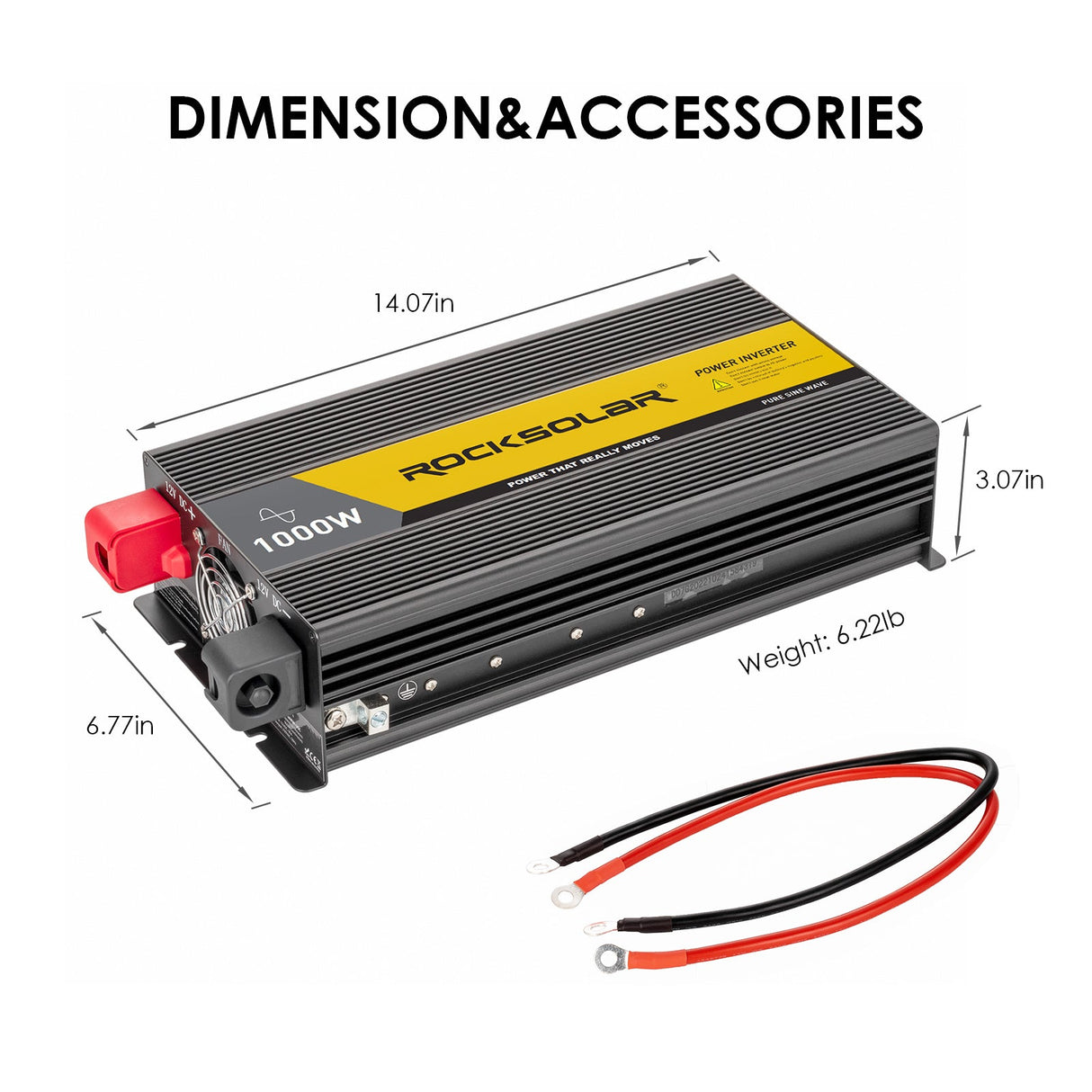 dimension and accessories on 1000w power inverter