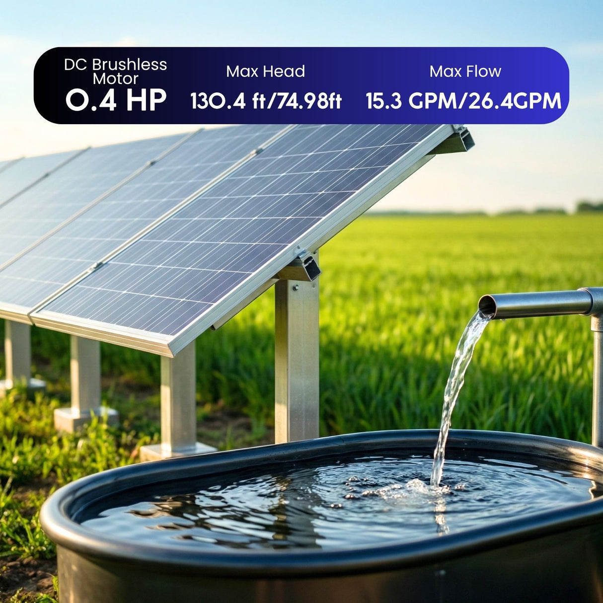 Rocksolar 0.4HP Solar-Powered Submersible Pump Kit