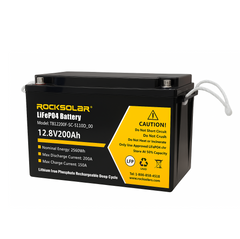 Batería de litio de ciclo profundo ROCKSOLAR de 12 V y 200 Ah (LIFEPO4)