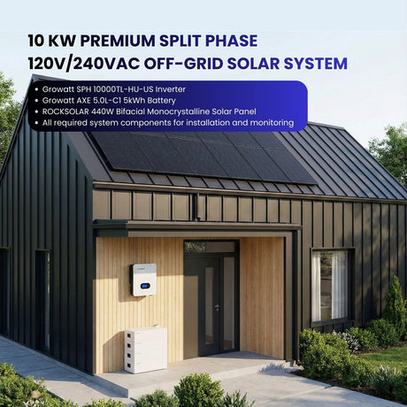 12 KW Premium Split Phase 120V/240Vac Off-Grid Solar System