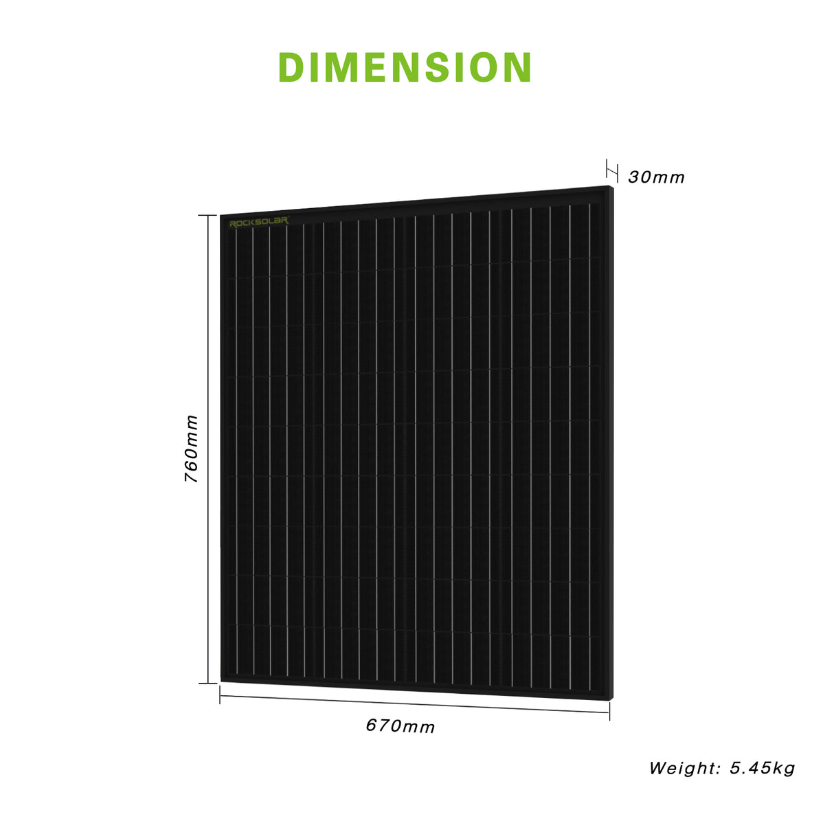 12V solar panel dimension