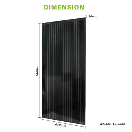 ROCKSOLAR 200W 12V Rigid Monocrystalline Solar Panel - Waterproof with Corrosion-Resistant Aluminum Alloy Frame