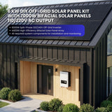 6 KW DIY Off-Grid Solar Panel Kit with 4400W Bifacial Solar Panels 110/220V AC output