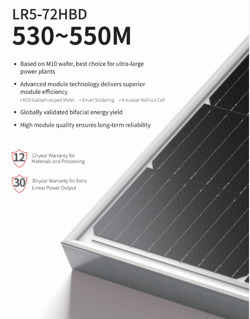 Longi 535W Hi-MO5 LR5-72HBD 530~550M (0.325$/W)(31 Panels/Pallet)