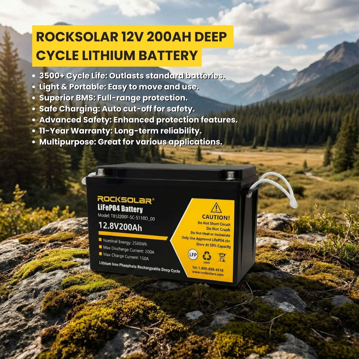 Rocksolar RV Battery Package – 4×12V 100Ah Batteries + Free 12V 3000W Pure Sine Wave Inverter