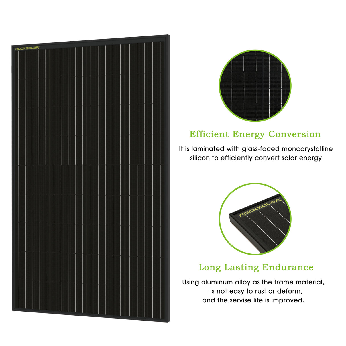 ROCKSOLAR 600W 12V Rigid Monocrystalline Solar Panel (4X150W)