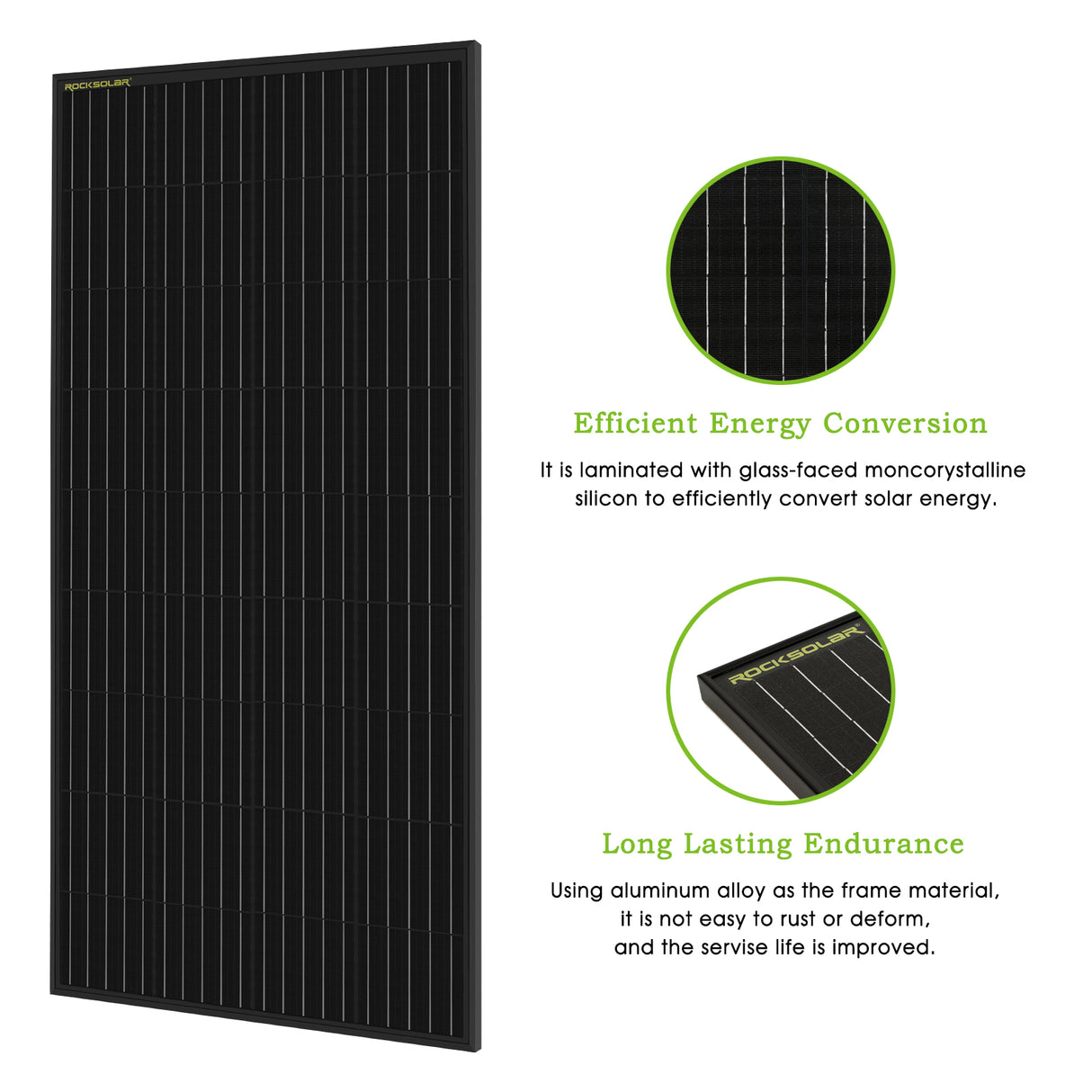 ROCKSOLAR 400W 2Pcs 12V Rigid Monocrystalline Solar Panel - Waterproof with Corrosion-Resistant Aluminum Alloy Frame
