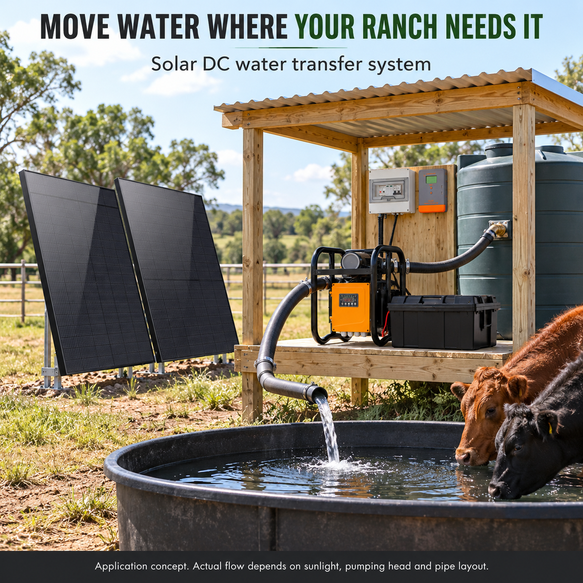 0.4 HP Water Transfer Pump System — real-world application concept; site requirements and system configuration vary