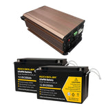 Two Rocksolar lithium iron phosphate batteries with a power inverter package