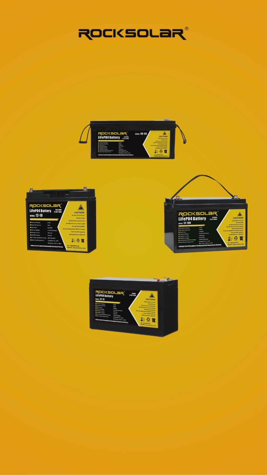collection of lifepo4 lithium battery rocksolar