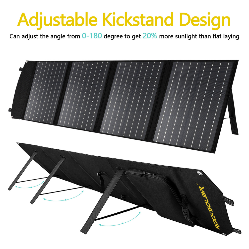 ROCKSOLAR 100W 12V Foldable Solar Panel - Portable USB Solar Battery Charger