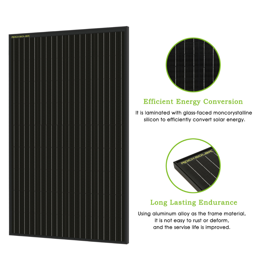 ROCKSOLAR 150W 12V Rigid Monocrystalline Solar Panel