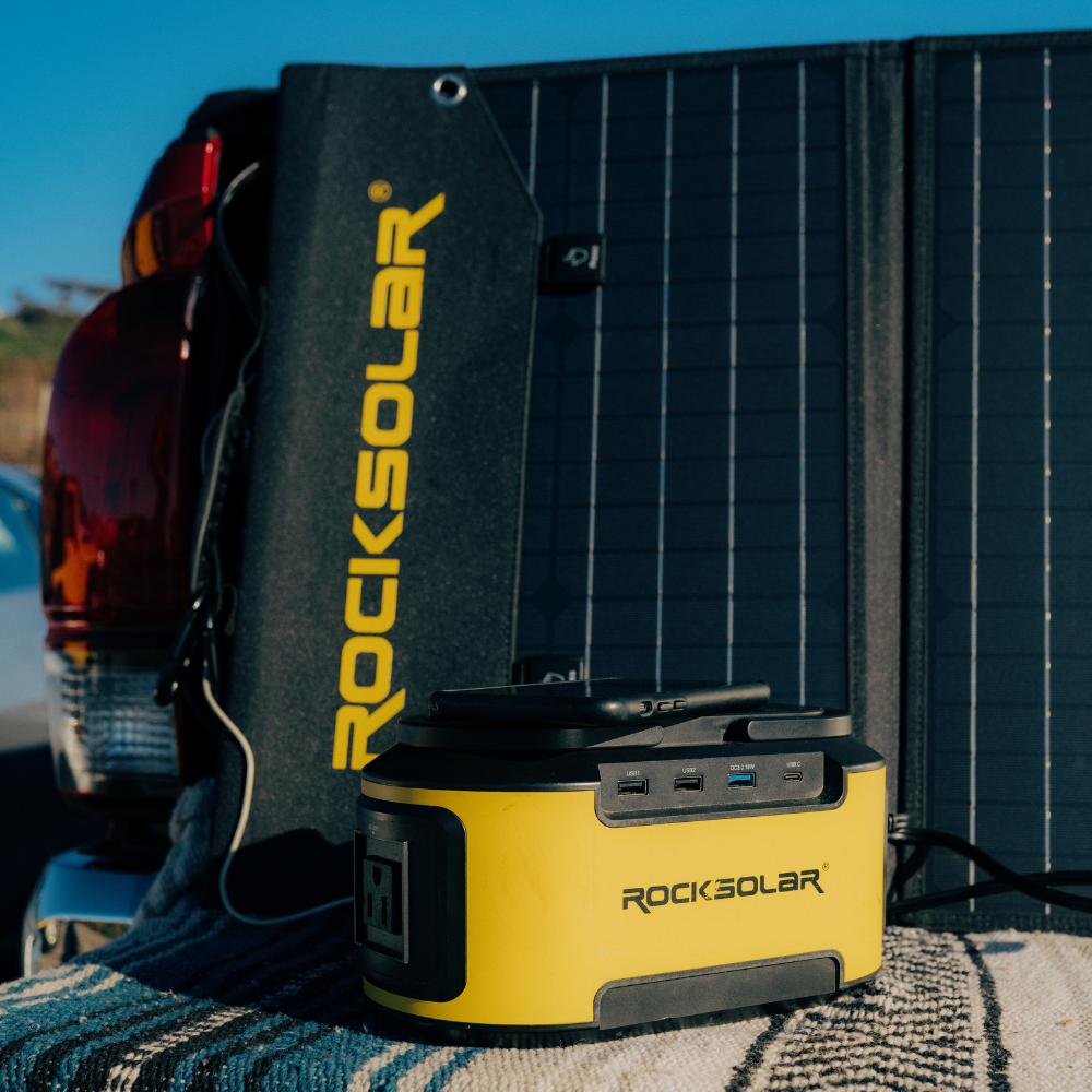 ROCKSOLAR Ready 200W Power Station + 30W Foldable Solar Panel Solar Generator Kit
