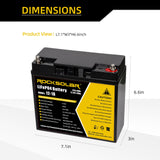 dimension for rocksolar lithium ion 18ah battery 