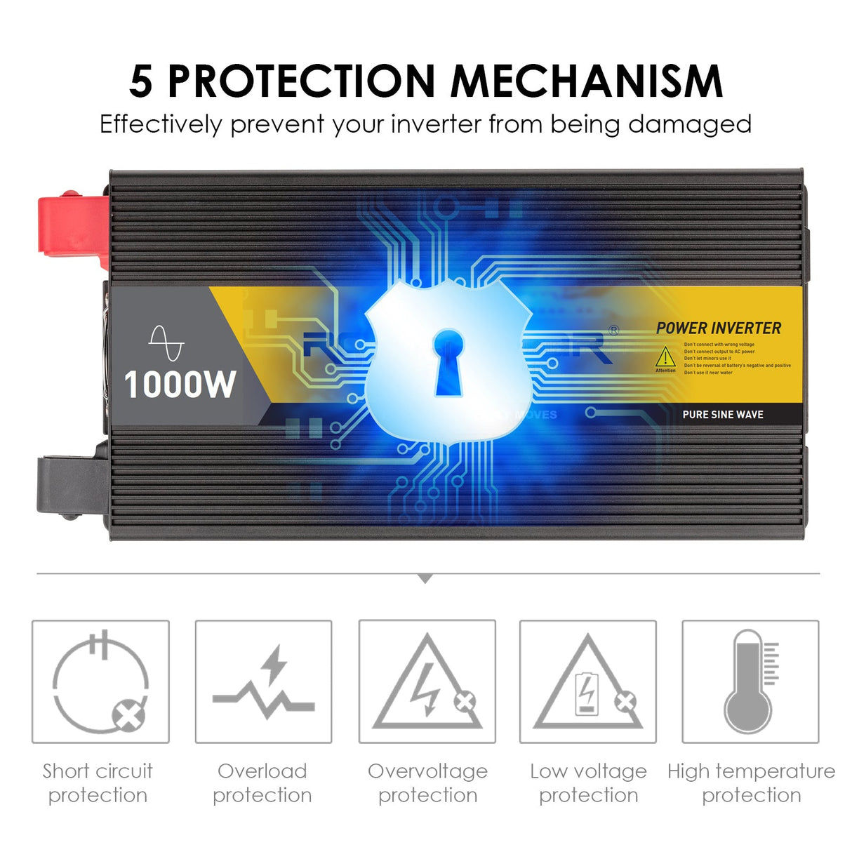 12v power inverter protection mechanism features 