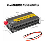 dimension and accessories on 1000w power inverter 