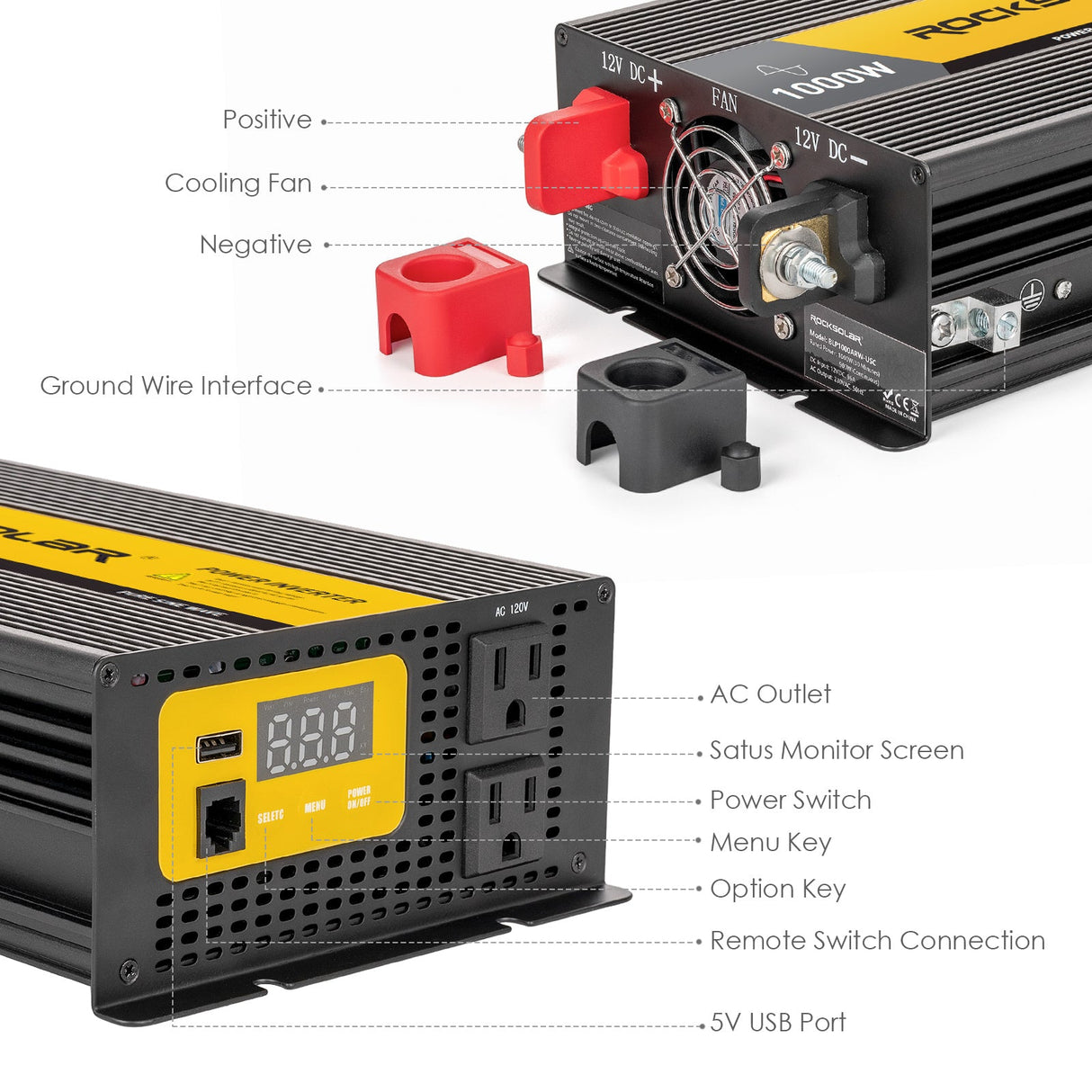 different input ports on the pure sine wave inverter 